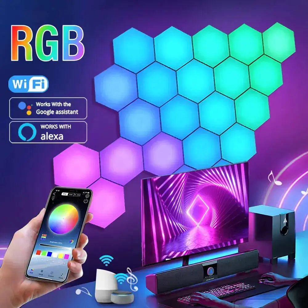 Hexagonal Smart RGB Wall Lamp - Stone Elite Collections