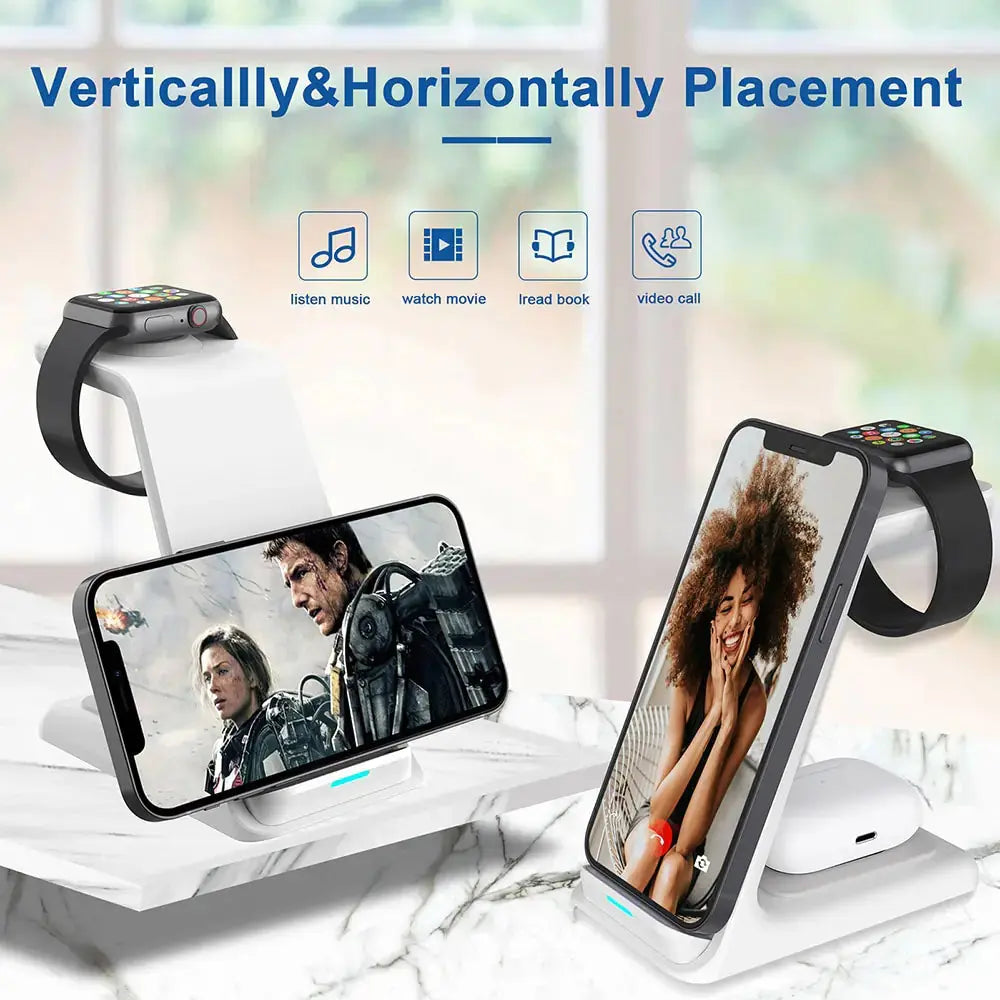 3 in 1 20W Wireless Charger Stand Dock - Stone Elite Collections
