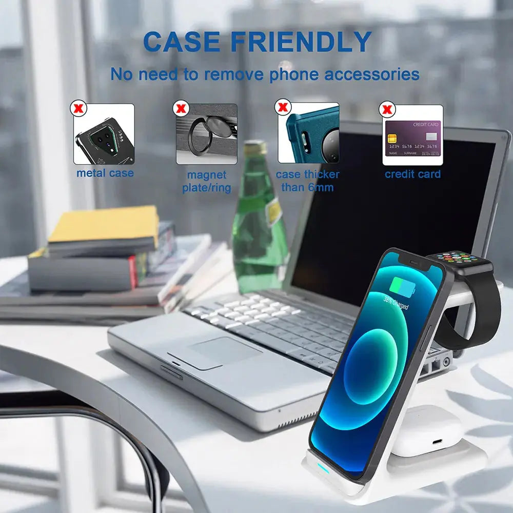 3 in 1 20W Wireless Charger Stand Dock - Stone Elite Collections